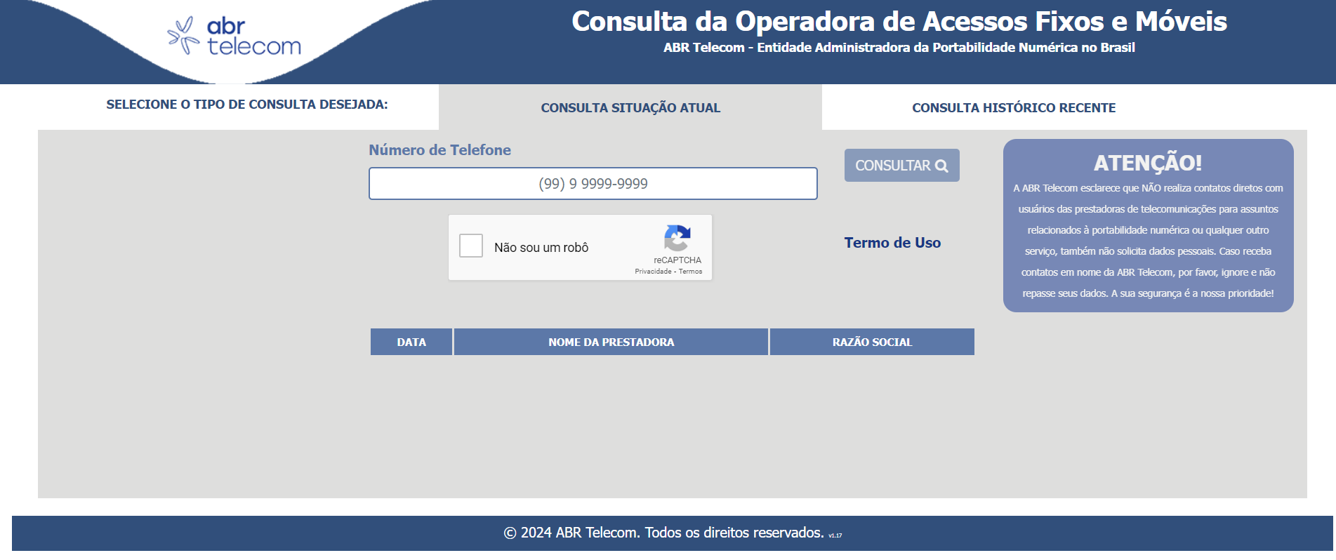 Busca de Situação Cadastro / Portabilidade de Números Celulares e Fixos