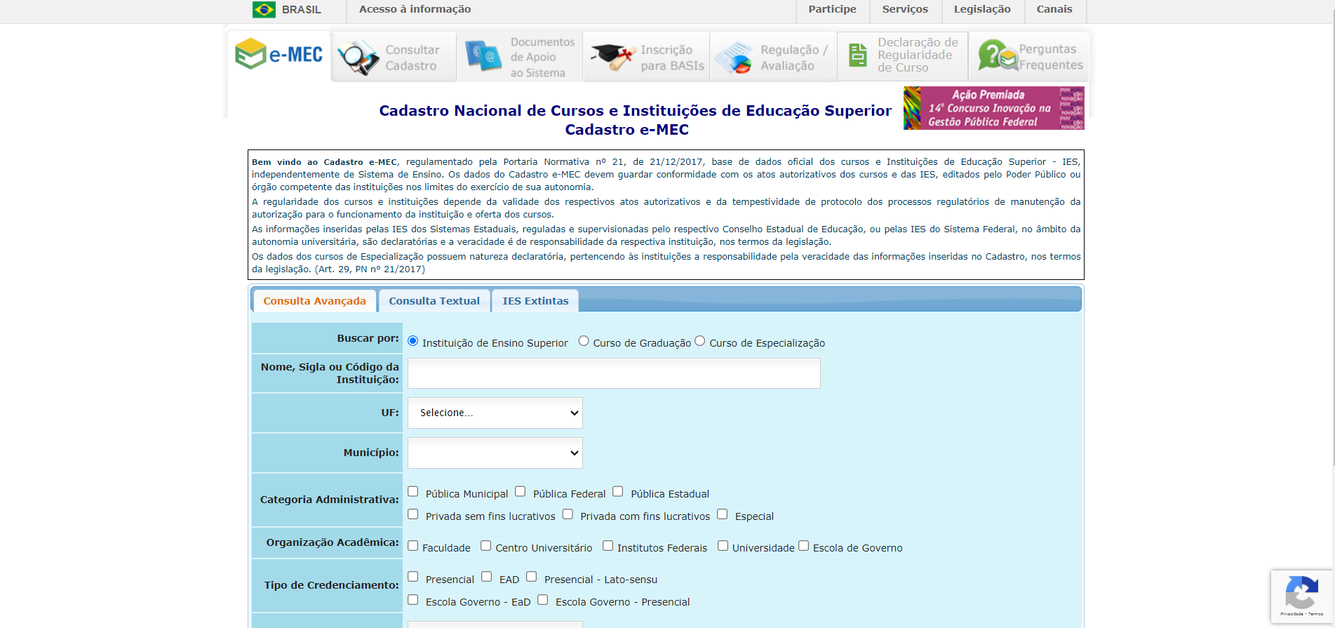 Buscar Informações de Instituições de Ensino Superior