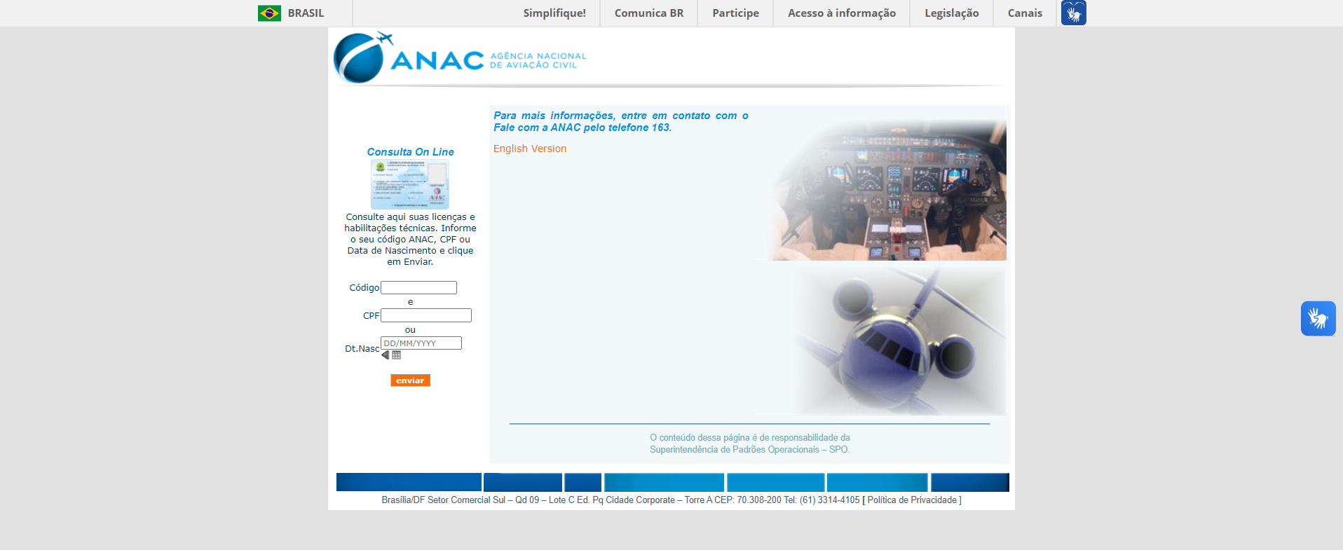 Consulta de Licença Aeronáutica (CHT)