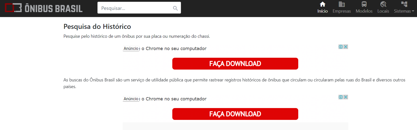 Consulta Históricos de Ônibus