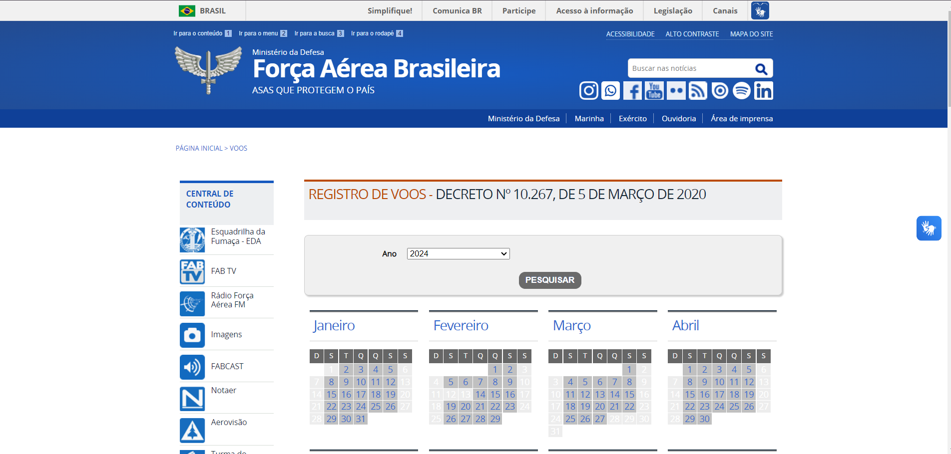 Consulta de Vôos de autoridades Brasileiras