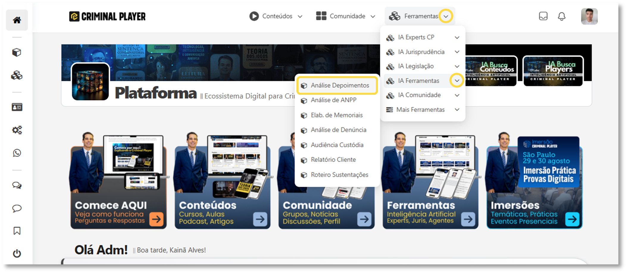 Print da página da ferramenta com destaque no botão de acesso Acessar/Iniciar