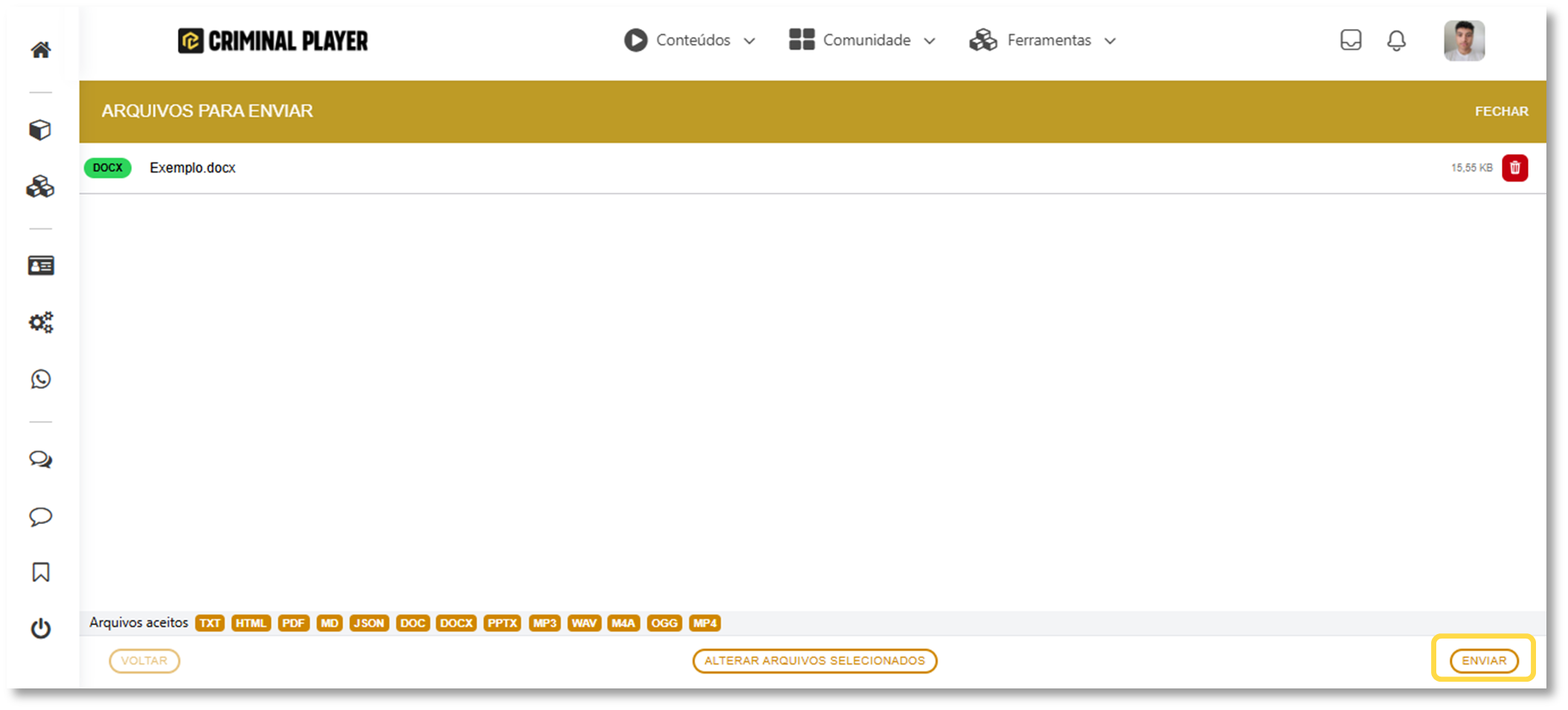 Print do botão Analisar em destaque