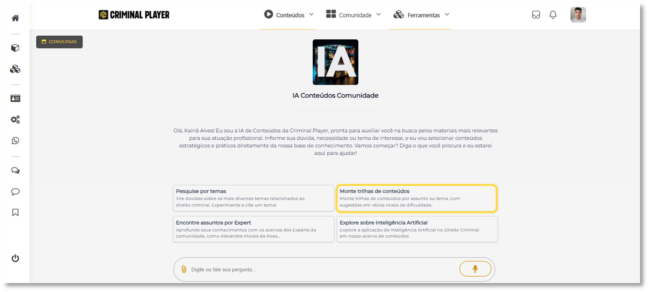 Cartão Monte trilhas de conteúdos em destaque