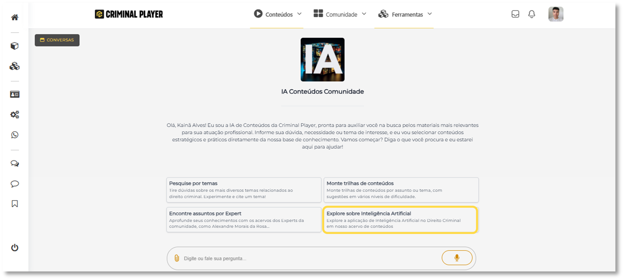 Cartão Explore sobre Inteligência Artificial em destaque