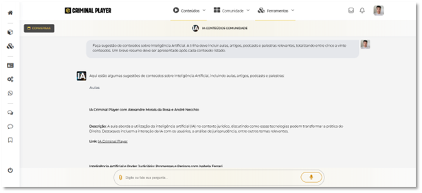Lista de resultados sobre IA com títulos e resumos