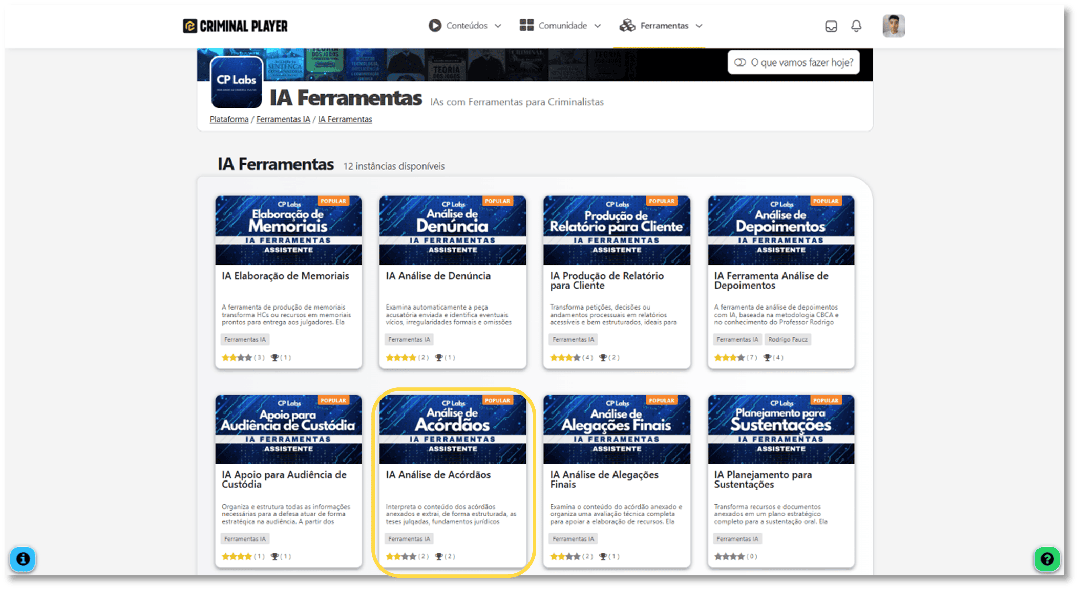 Print da página da ferramenta com destaque no botão- parte 2