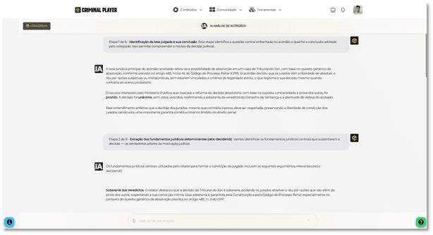Relatório com seções de teses, fundamentos, precedentes e estratégias