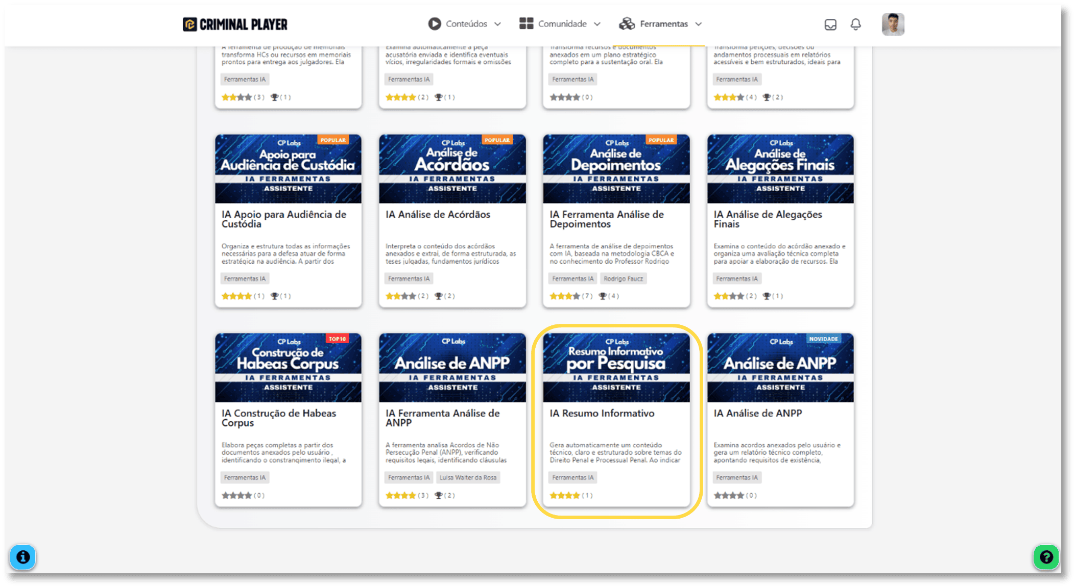 Print da página da ferramenta com destaque no botão - parte 2