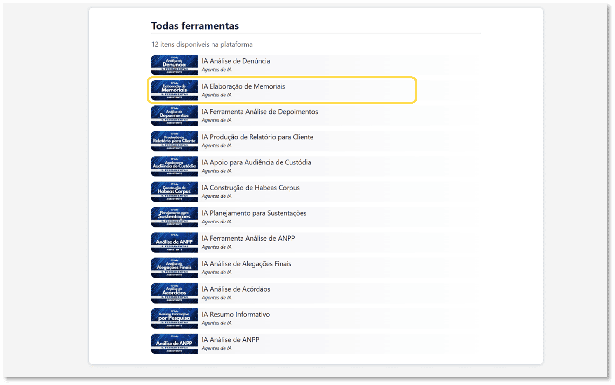 Print da página da ferramenta com destaque no botão Elaborar Memoriais!
