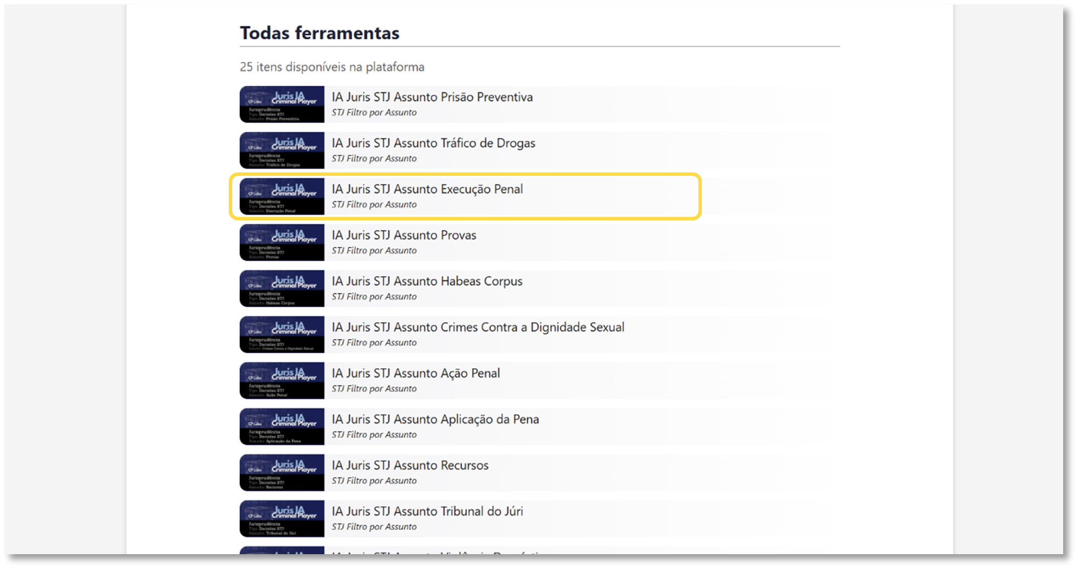 Lista de assuntos com destaque em Execução Penal