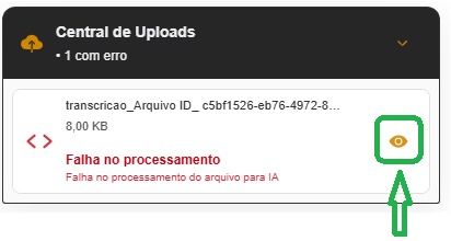 Ícone de visualização do arquivo na Central de Uploads