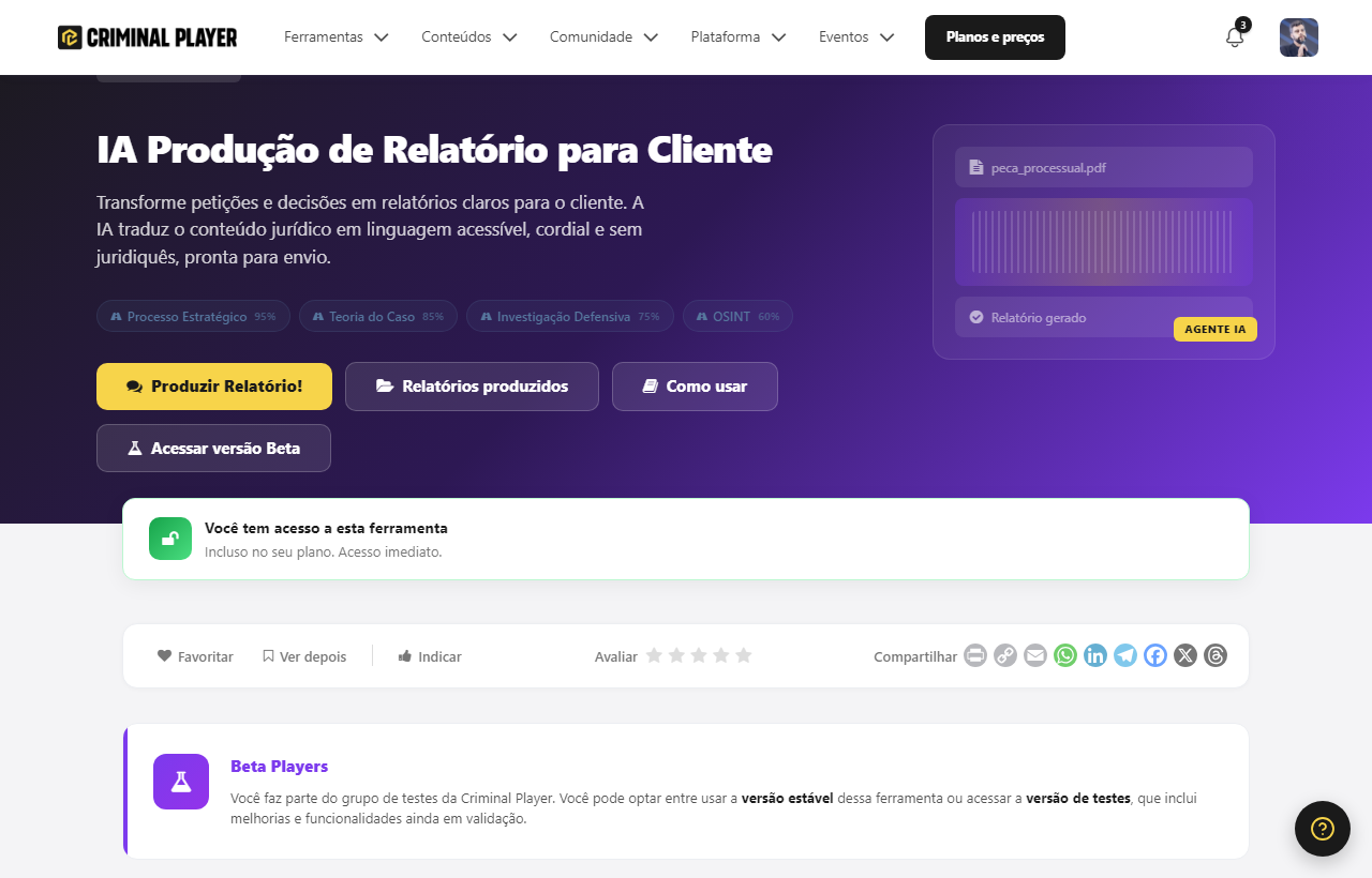 O que enviar e o que a ferramenta faz: documento processual, linguagem acessível, riscos identificados e dúvidas antecipadas
