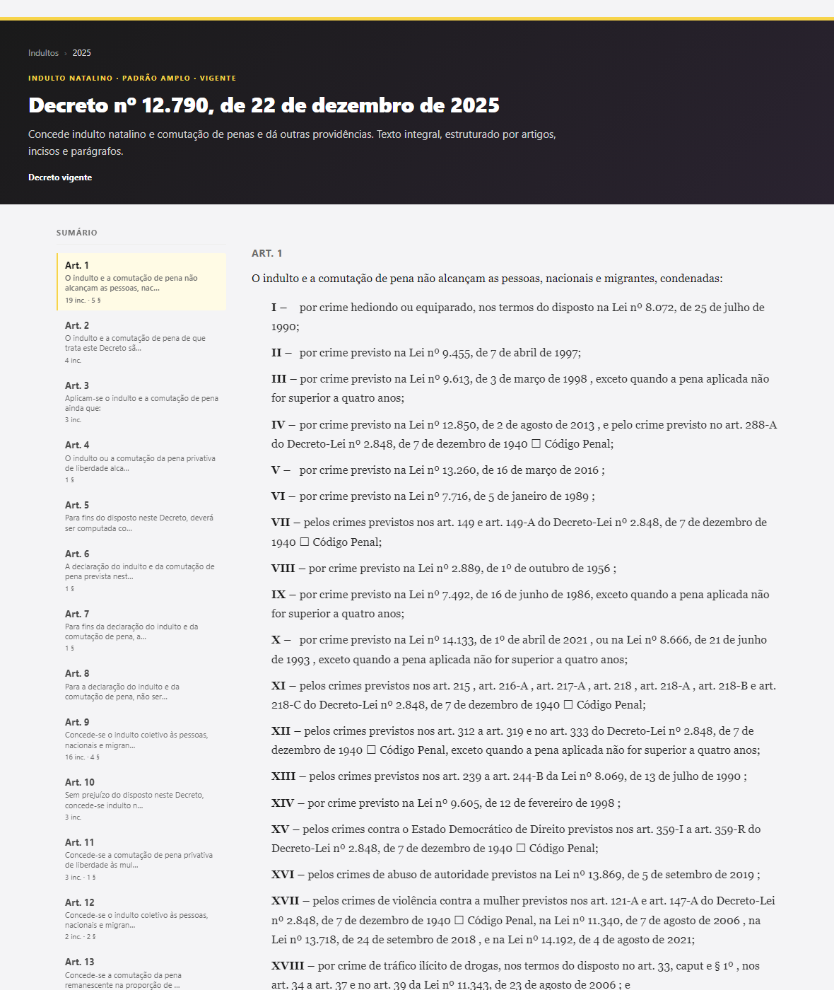 tela da ferramenta de indulto